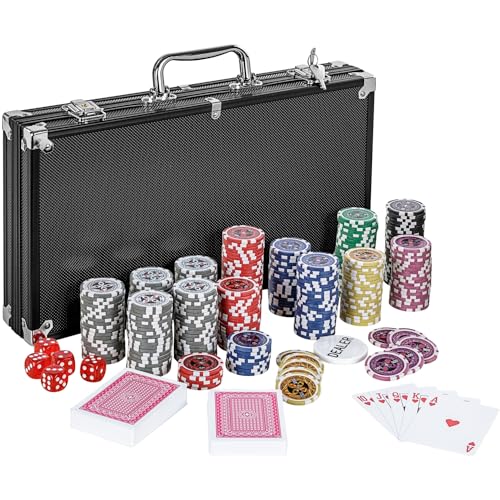 GAMES PLANET Pokerkoffer mit 300 Laser-Chips, Silver/Gold/Black Edition - Auswahl: Black von GAMES PLANET