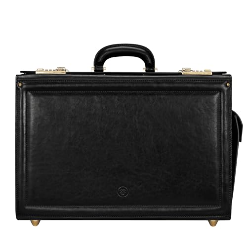 Maxwell Scott - Herren Luxus Leder Piloten Aktentasche mit Zahlenschloss - Handgefertigt aus italienischen Vollnarbenhäuten - The Varese Schwarz Maxwell Scott - Herren Luxus Leder Piloten Aktentasche mit Zahlenschloss - Handgefertigt aus italienischen Vollnarbenhäuten - The Varese Schwarz von Maxwell Scott