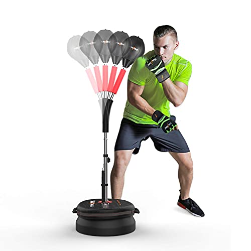 MaxxMMA Fortgeschrittene verstellbare Geschwindigkeits-Schlagtasche mit Ständer, Cobra Reflex-Trainingstasche, höhenverstellbar, inklusive 2 Bällen, Geschwindigkeitskontrollstange, Boxhandschuhen MaxxMMA Fortgeschrittene verstellbare Geschwindigkeits-Schlagtasche mit Ständer, Cobra Reflex-Trainingstasche, höhenverstellbar, inklusive 2 Bällen, Geschwindigkeitskontrollstange, Boxhandschuhen von MaxxMMA