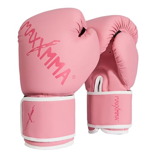 MaxxMMA Pro Style Boxhandschuhe für Damen und Herren, Effiziente Stoßdämpfung, Handgelenkschutz, Boxsack, MMA, Muay Thai, Sparring (Rosa, 10 Unzen) von MaxxMMA