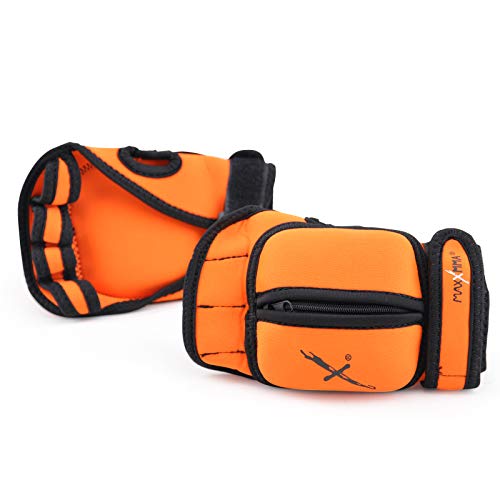 MaxxMMA Verstellbare Gewichtshandschuhe, 0,9 kg Set - Abnehmbares Gewicht (2 x 0,2 kg pro Handschuh) für Sculpting MMA Kickboxen Cardio Aerobic Handgeschwindigkeit Koordination Schulterstärke (Orange) von MaxxMMA