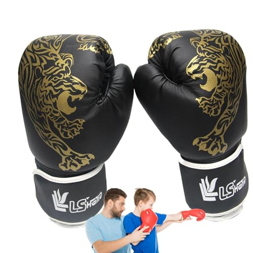 Boxhandschuhe – Boxhandschuh für Erwachsene, Kampfhandschuhe für Kinder | Pu-Leder-Stanzhandschuhe, Tiger-Bedruckte Sparringshandschuhe mit Verstellbarer Handschlaufe, Kampf-Match-Trainingshandschuhe von Mbiyhgta