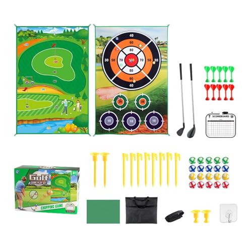 Golf Play Chipping Game | 2-in-1 Golfspiel Trainingsmatte zum Chippen | Hinterhof Garten Aktivitäten Golf Putting Spiel für Arbeitszimmer, Wohnzimmer von Mbiyhgta