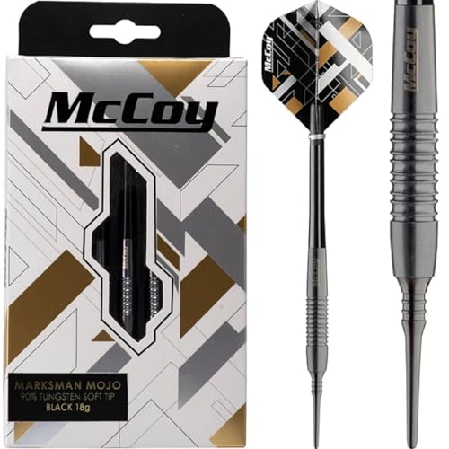 McCoy Darts Marksman Mojo 90% Soft Tip Tungsten 18g Schwarz D6080 von McCoy