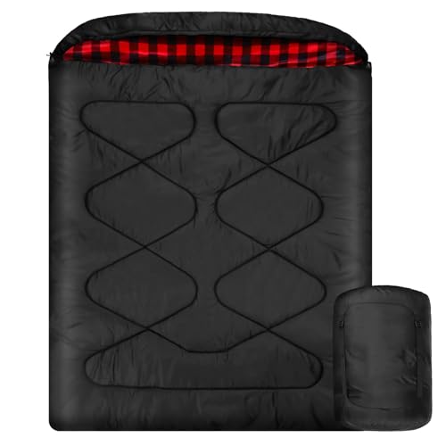 Mcota Baumwollflanell Doppelschlafsäcke für Winter, wasserdichter Queen-Size-Schlafsack für 2-Personen-Kaltwettercamping, Rucksack oder Reisen, doppelte breite Schlafsäcke für Familie oder Paare Mcota Baumwollflanell Doppelschlafsäcke für Winter, wasserdichter Queen-Size-Schlafsack für 2-Personen-Kaltwettercamping, Rucksack oder Reisen, doppelte breite Schlafsäcke für Familie oder Paare von Mcota