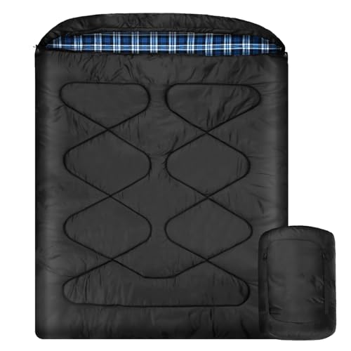 Mcota Baumwollflanell Doppelschlafsäcke für Winter, wasserdichter Queen-Size-Schlafsack für 2-Personen-Kaltwettercamping, Rucksack oder Reisen, doppelte breite Schlafsäcke für Familie oder Paare Mcota Baumwollflanell Doppelschlafsäcke für Winter, wasserdichter Queen-Size-Schlafsack für 2-Personen-Kaltwettercamping, Rucksack oder Reisen, doppelte breite Schlafsäcke für Familie oder Paare von Mcota