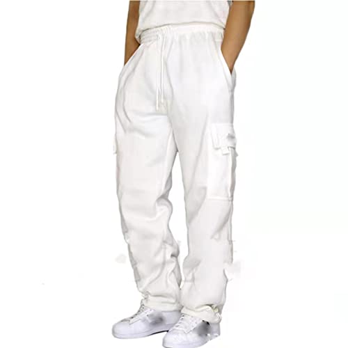 Jogginghose Herren Herren Jogginghose Baumwolle Sweathose Freizeithose Trainingshose, Sport Hosen Männer, Sweatpants Jogger,Weiß,4XL von Mdrcg