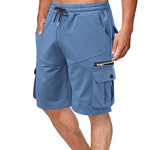 Mdrcg Cargo Shorts Herren Baumwolle Einfarbig Cargohose Herren Kurz Herren-Shorts Leinen Kurze Hosen,F,4XL von Mdrcg