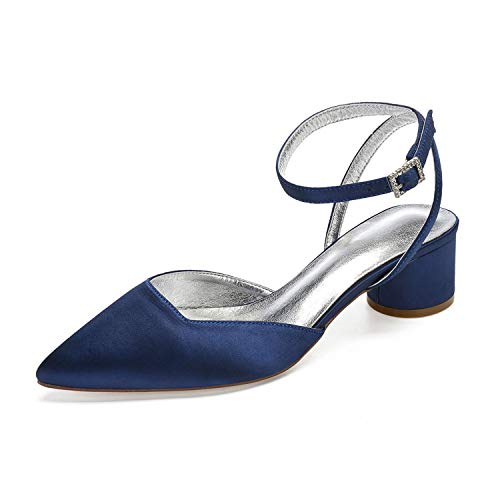 Mdrcg Heel Schnürsandalen,Mit Blockabsatz,Damen Offene Zehensandalen,Niedrige Absätze,Hochzeitsschuhe,Partyschuhe,Mode,Abschlussball,Dark Blue,37 von Mdrcg