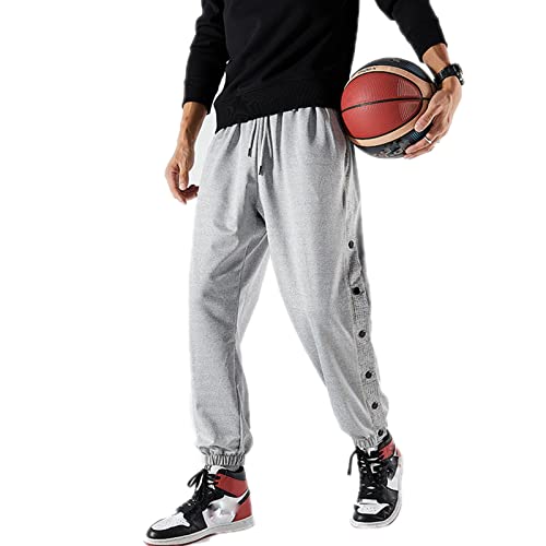 Mdrcg Herren Button Up Sporthose Fitness Sweathose mit seitlicher Taschen Trainingshose Knopfleiste Freizeithose öffnen Jogginghose Sportswear,C,XL von Mdrcg