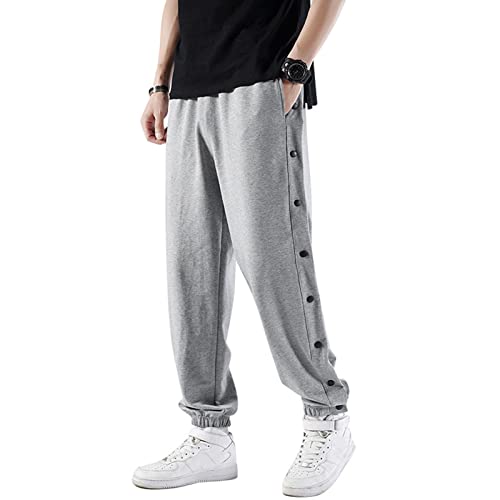 Mdrcg Herren Hosen Mit Seitlichen Knöpfen Streifen Knöpfe, Casual Loose Basketball Trainingshose,Grau,S Mdrcg Herren Hosen Mit Seitlichen Knöpfen Streifen Knöpfe, Casual Loose Basketball Trainingshose,Grau,S von Mdrcg