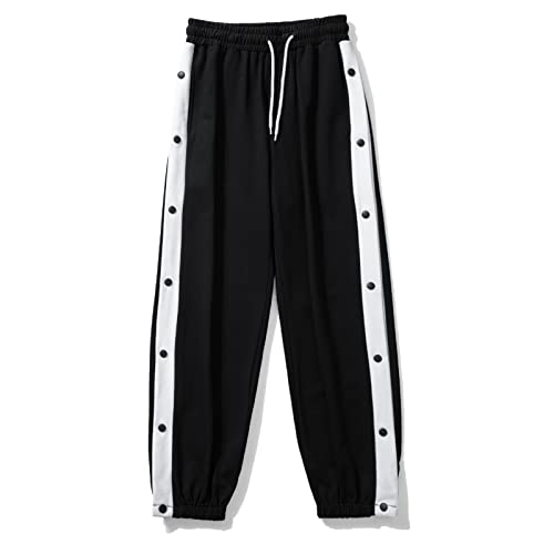 Mdrcg Herren Hosen Mit Seitlicher Knopfleiste Streifen Jogginghose Mit Durchgehende Seite Offen Freizeit Hose Casual Loose Basketball Trainingshose,Schwarz,XL Mdrcg Herren Hosen Mit Seitlicher Knopfleiste Streifen Jogginghose Mit Durchgehende Seite Offen Freizeit Hose Casual Loose Basketball Trainingshose,Schwarz,XL von Mdrcg
