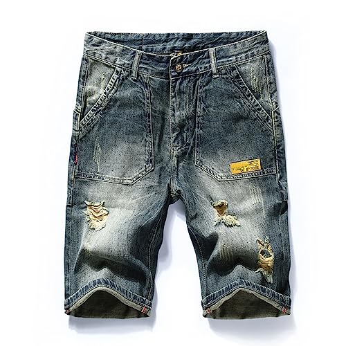 Mdrcg Herren Jeans Shorts Bermuda Hose Kurz Herrenjeans Jeanshose Jeans Shorts Kurze Herren Shorts,Schwarz,36 von Mdrcg