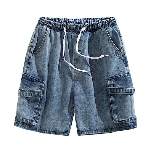 Mdrcg Herren Jeans Shorts Sommer Lässige Jeanshose Mit Elastischer Taille, Gym Jogging Basketball Fußball Sport Style,A,XXL von Mdrcg