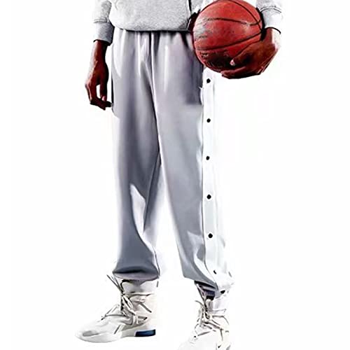 Mdrcg Herren Sweatpants mit seitlicher Knopfleiste zum öffnen Button Up Sporthose Freizeithose Jogginghose Sweathose Casual Loose Basketball Trainingshose,D,XL von Mdrcg