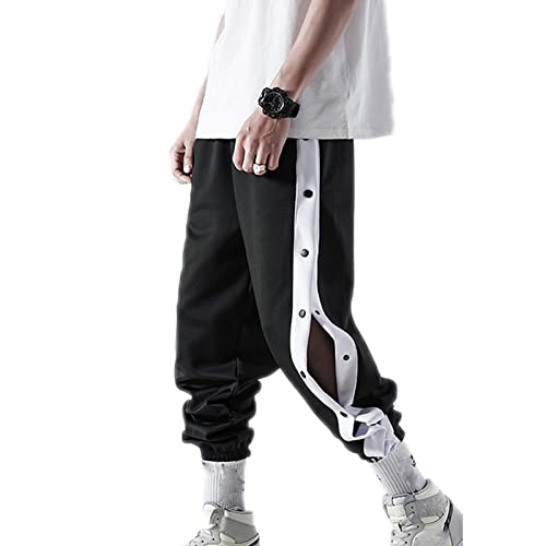 Mdrcg Herren Trainingshose Mit Seitlicher Knopfleiste Zum Öffnen Button Up Sporthose Persönlichkeit Seitenschnalle Split Basketball Trainingshose,Schwarz,4XL Mdrcg Herren Trainingshose Mit Seitlicher Knopfleiste Zum Öffnen Button Up Sporthose Persönlichkeit Seitenschnalle Split Basketball Trainingshose,Schwarz,4XL von Mdrcg