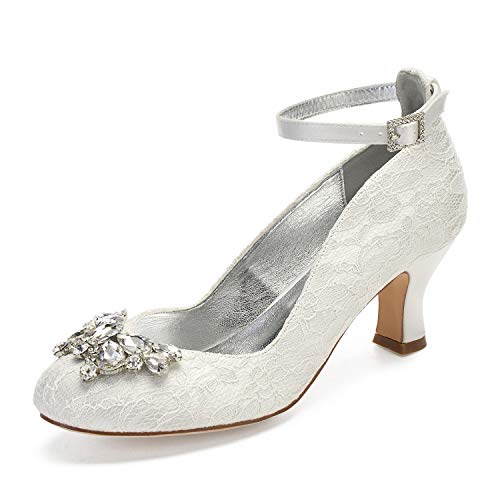 Mdrcg Hochzeitsschuhe,Partyschuhe,Damen Schuhe Mit Mittlerem Absatz,Mit Blockabsatz,Schuhe Mit Breiten Absätzen,Mode,Abschlussball,Kleid,Ivory White,36 von Mdrcg