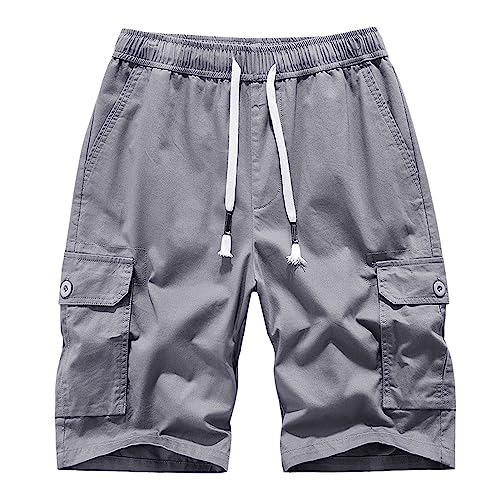 Mdrcg Kurze Hosen Herren Shorts Sommer, Arbeits Shorts, Herren Cargo Shorts Bermuda Kurze Hose mit Elastischem Bund und Stretch-Anteil Regular Fit,C,32 von Mdrcg