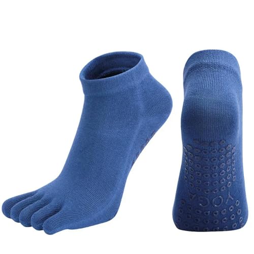 MdybF Zehensocken 4 Paare Frauen Yoga-Socken Anti-Rutsch Atmungsaktive Baumwolle Fünf Finger Socken Elastizität Sport Fitness Tanzzehen Socken-Dunkelblau-Frauen (Eu 35-42) von MdybF