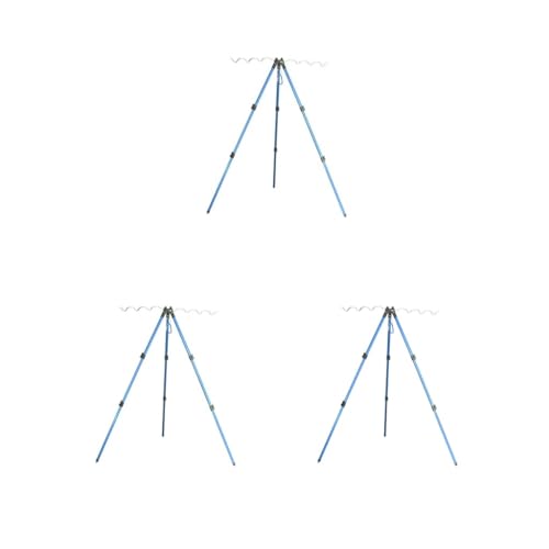 3er-Set Angelrute, Teleskop-Halterung, Stativhalterung, Stange, zusammenklappbar, tragbar, Ständer, Rille, praktisch, langlebig, Zubehör, B Blau von Mealoodiousmusea