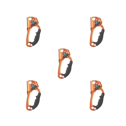 5 Set Handkletteraufsteiger mit Aufhängelöchern, Abseilausrüstung mit elastischer Federlegierung, 8–12 mm Seil für Notfälle, Orange, rechts von Mealoodiousmusea