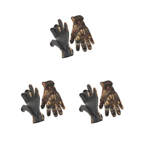 Mealoodiousmusea Fischhandschuhe, rutschfeste Neopren-Handschuhe, Angelhandschuhe, verstellbare Reithandschuhe mit Aufkleber, gute Elastizität zum Klettern, Größe XL, 3er-Set von Mealoodiousmusea