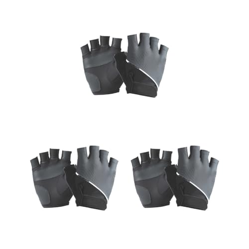 Mealoodiousmusea Unisex-Handschuhe, bequem, rutschfest, atmungsaktiv, fingerlose Handschuhe, Ausrüstung für Outdoor, Radfahren, Camping, Schwarz, 3 Stück von Mealoodiousmusea