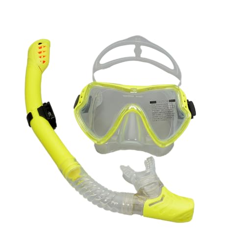 Taucherbrille Abnehmbare Professionelle Schwimmen Schnorcheln Unterwasserbrille mit Atemschlauch Gelb Transparent von Mealoodiousmusea