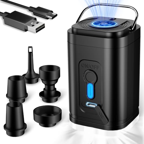 Elektrische Luftpumpe für Luftmatratze, mit LED Campinglampe & Wiederaufladbarem 1200mAh Akku, 5 Luftdüsen, Schnellfüllpumpe mit Aufblasen&Absaugen, ideal für Luftbett, Pool, Schwimmring&Vakuumbeutel Elektrische Luftpumpe für Luftmatratze, mit LED Campinglampe & Wiederaufladbarem 1200mAh Akku, 5 Luftdüsen, Schnellfüllpumpe mit Aufblasen&Absaugen, ideal für Luftbett, Pool, Schwimmring&Vakuumbeutel von Meayll