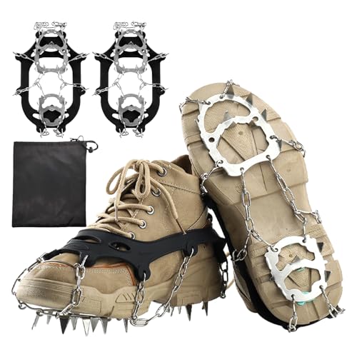 Mecmbj 2 Stück Spikes für Schuhe Winter, Schuh Spikes glatteis 18 Zähne Edelstahl, steigeisen für Wanderschuhe, rutschfeste Schuhspikes für Damen und Herren, Eisschuhkrallen für Schnee, EIS, Berge von Mecmbj