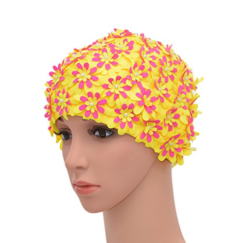 Medifier Badekappe mit Blumenmuster, Retro-Stil, für Damen, (Gelb) Medifier Badekappe mit Blumenmuster, Retro-Stil, für Damen, (Gelb) von Medifier