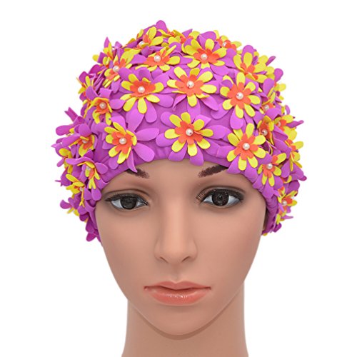 Medifier Badekappe mit Blumenmuster, Retro-Stil, für Damen, (Violett) Medifier Badekappe mit Blumenmuster, Retro-Stil, für Damen, (Violett) von Medifier