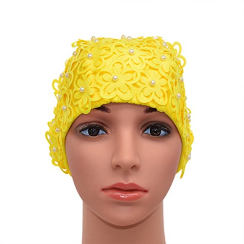 Medifier Damen Badekappe mit hohlen Blumen und Perlen, von Hand genäht Medifier Damen Badekappe mit hohlen Blumen und Perlen, von Hand genäht von Medifier