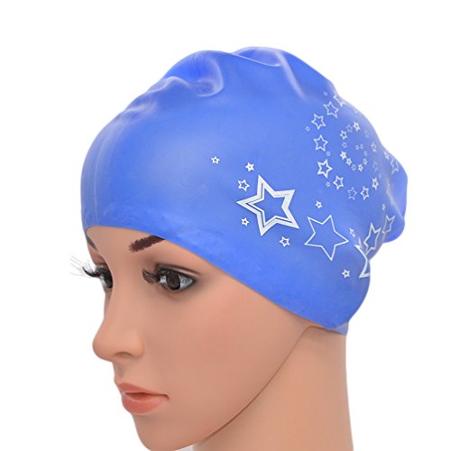 Medifier Damen Badekappe aus elastischem Silikon, für langes Haar, mit Sternen-Aufdruck, Blau Medifier Damen Badekappe aus elastischem Silikon, für langes Haar, mit Sternen-Aufdruck, Blau von Medifier