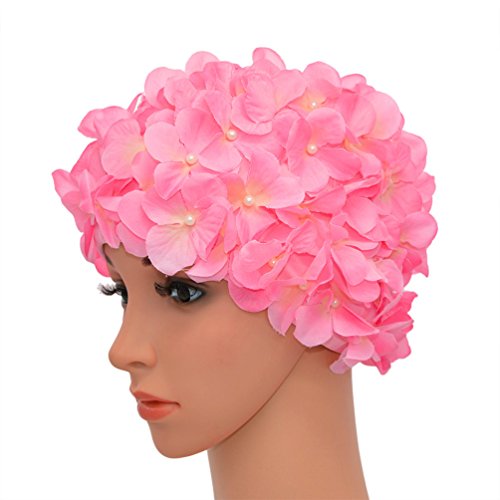medifier Vintage Blumenmuster Retro Badekappe Badehaube für Damen, rose medifier Vintage Blumenmuster Retro Badekappe Badehaube für Damen, rose von Medifier