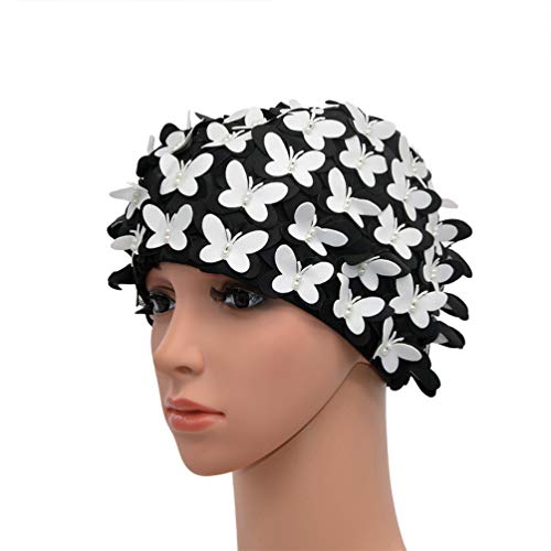 Medifier Badekappe im Vintage-Stil, Blumenblüten-Design, Retro-Stil, Weiß Medifier Badekappe im Vintage-Stil, Blumenblüten-Design, Retro-Stil, Weiß von Medifier