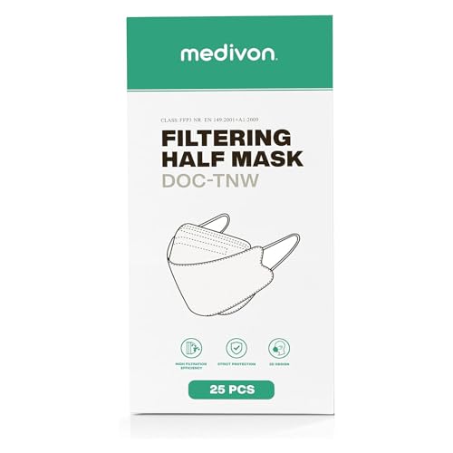 MEDIVON 25x FFP3 Masken, 3D Comfort Fit, Weiß, Einheitsgröße von Medivon