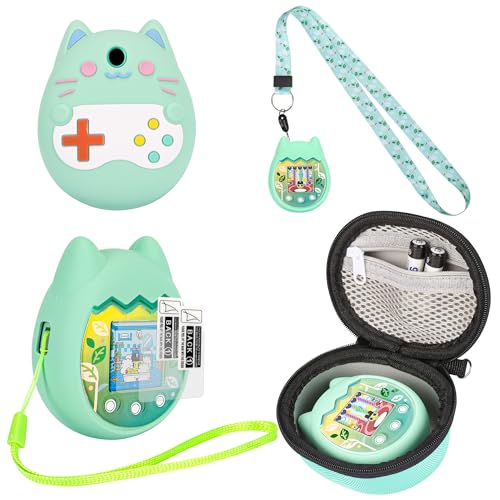 Meetikar Silikon Hülle und Hartschalenkoffer kompatibel mit Tamagotchi Pix Virtuelles Haustierspielzeug, Schutzhülle für Tamagotchi Pix mit Handschlaufe, Bildschirmschutz und Schlüsselband (Grün) Meetikar Silikon Hülle und Hartschalenkoffer kompatibel mit Tamagotchi Pix Virtuelles Haustierspielzeug, Schutzhülle für Tamagotchi Pix mit Handschlaufe, Bildschirmschutz und Schlüsselband (Grün) von Meetikar