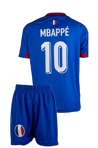 Mefstone Frankreich Kinder Trikot Mbappe für Kinder, Football Trainings Kinder Trikot, Fußball-Trainingstrikots für Jungen 2024, Komm mit Shorts (12-13Jahre,Blau,mbap,176) von Mefstone