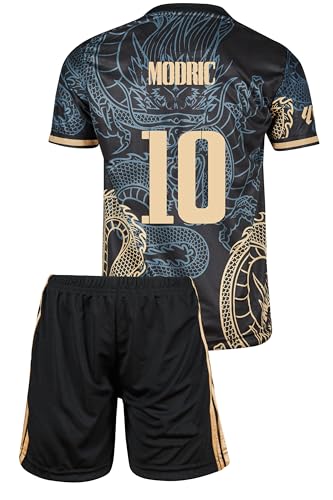 Mefstone Madrid Luka Modric Dunkelblau Drachen Fußball Kinder Trikot,Spezieller Entwurf, Fussball, Limitierte Auflage, Beschränkte Auflage, Kommen Sie mit Shorts (176,Dblau,mod) von Mefstone