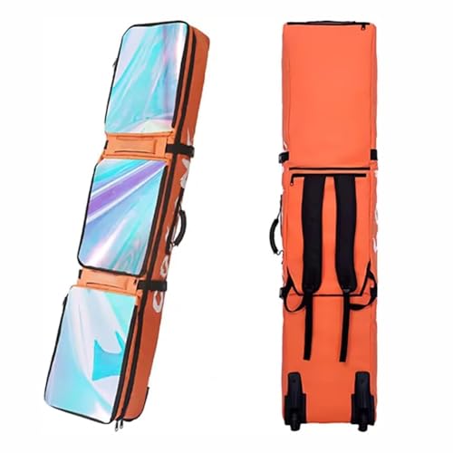 MegLob Reiserucksack Mit Rollen Zum Skifahren, Gepolsterte Snowboardtasche Mit Großem Fassungsvermögen, Professionelle Snowboardtasche Mit Rollen, Mobile Ski- Und Snowboardtasche,177cm von MegLob