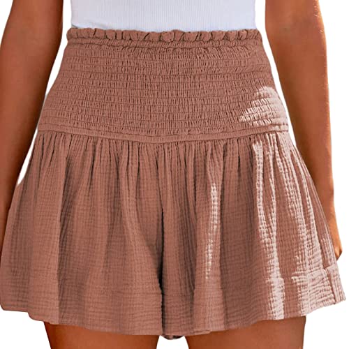 Damen Shorts Sommer Mode Lässige Musselin Hose mit hoher Taille Gerades Bein Sport Lässige Lockere Shorts mit Kordelzug Kurze Hose mit Taschen Gummiband Freizeit Shorts Elastische Stoffhose Damen Shorts Sommer Mode Lässige Musselin Hose mit hoher Taille Gerades Bein Sport Lässige Lockere Shorts mit Kordelzug Kurze Hose mit Taschen Gummiband Freizeit Shorts Elastische Stoffhose von MeiLyviba