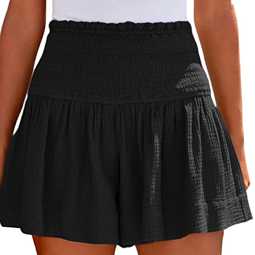 Damen Shorts Sommer Mode Lässige Musselin Hose mit hoher Taille Gerades Bein Sport Lässige Lockere Shorts mit Kordelzug Kurze Hose mit Taschen Gummiband Freizeit Shorts Elastische Stoffhose Damen Shorts Sommer Mode Lässige Musselin Hose mit hoher Taille Gerades Bein Sport Lässige Lockere Shorts mit Kordelzug Kurze Hose mit Taschen Gummiband Freizeit Shorts Elastische Stoffhose von MeiLyviba