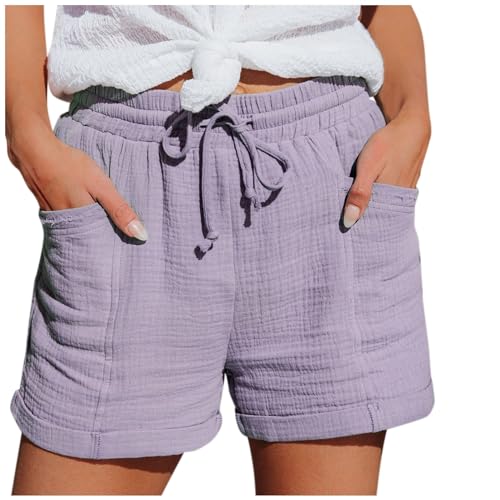 Damen Shorts Sommer Mode Lässige Musselin Hose mit hoher Taille Gerades Bein Sport Lässige Lockere Shorts mit Kordelzug Kurze Hose mit Taschen Gummiband Freizeit Shorts Elastische Stoffhose Damen Shorts Sommer Mode Lässige Musselin Hose mit hoher Taille Gerades Bein Sport Lässige Lockere Shorts mit Kordelzug Kurze Hose mit Taschen Gummiband Freizeit Shorts Elastische Stoffhose von MeiLyviba