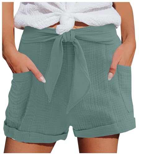 Damen Shorts Sommer Mode Lässige Musselin Hose mit hoher Taille Gerades Bein Sport Lässige Lockere Shorts mit Kordelzug Kurze Hose mit Taschen Gummiband Freizeit Shorts Elastische Stoffhose Damen Shorts Sommer Mode Lässige Musselin Hose mit hoher Taille Gerades Bein Sport Lässige Lockere Shorts mit Kordelzug Kurze Hose mit Taschen Gummiband Freizeit Shorts Elastische Stoffhose von MeiLyviba