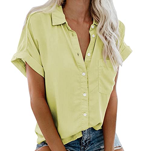MeiLyviba Damen Bluse Kurzarm Sommershirts Mode Lose Tunika Lose Knöpfe Oberteile Tshirt mit Kragen Kurz Ärmel T Shirt Tops Bunte Blumenmuster Druck V-Ausschnitte Elegant Damenblusen Hemdbluse MeiLyviba Damen Bluse Kurzarm Sommershirts Mode Lose Tunika Lose Knöpfe Oberteile Tshirt mit Kragen Kurz Ärmel T Shirt Tops Bunte Blumenmuster Druck V-Ausschnitte Elegant Damenblusen Hemdbluse von MeiLyviba