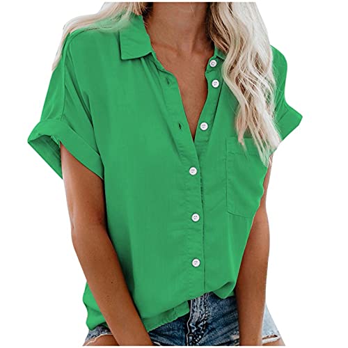 MeiLyviba Damen Bluse Kurzarm Sommershirts Mode Lose Tunika Lose Knöpfe Oberteile Tshirt mit Kragen Kurz Ärmel T Shirt Tops Bunte Blumenmuster Druck V-Ausschnitte Elegant Damenblusen Hemdbluse MeiLyviba Damen Bluse Kurzarm Sommershirts Mode Lose Tunika Lose Knöpfe Oberteile Tshirt mit Kragen Kurz Ärmel T Shirt Tops Bunte Blumenmuster Druck V-Ausschnitte Elegant Damenblusen Hemdbluse von MeiLyviba