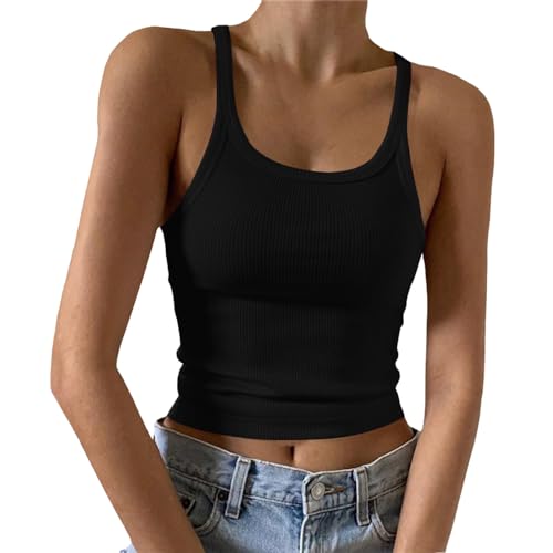 MeiLyviba Damen Tops Sommer Sexy U-Ausschnitt Gerippt Spaghetti Top Slim Fit Cami Einfarbig MeiLyviba Damen Tops Sommer Sexy U-Ausschnitt Gerippt Spaghetti Top Slim Fit Cami Einfarbig von MeiLyviba