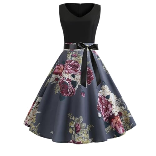 MeiLyviba Kleider Damen Vintage Cocktailkleid 50er 60er Jahre Kleid Petticoat Kleid Hepburn Kostüm Retro Kleider Neckholder 1950Er Abendkleider Hepburn Stil Rockabilly von MeiLyviba