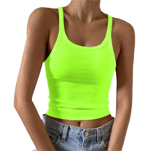 MeiLyviba Tank Top Damen Quadratischer Hals 2024 Trendy Ärmellose Oberteile Damen Elegant Shirts Damen Sommer Mit Falten Lockere Tops Für Damen von MeiLyviba